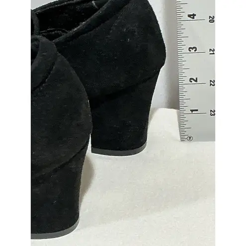 Woman's Black Suede Size 11.5 Bo Ho Casual Comfort Block Heel Lace Up Shoe