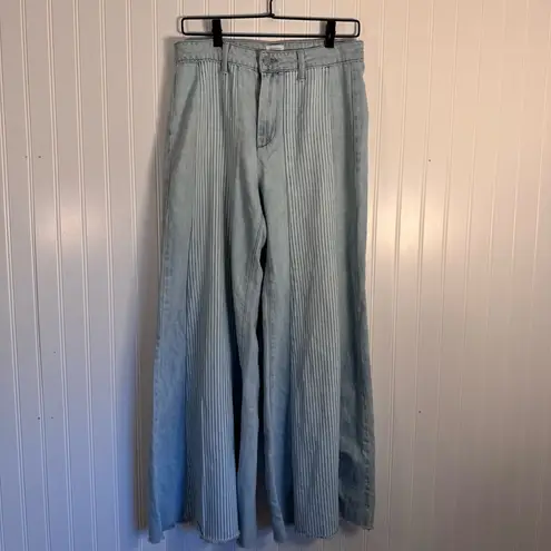 NO END Denim Wide Leg Light Wash Stripes USA Made Women’s Size 28 Blue