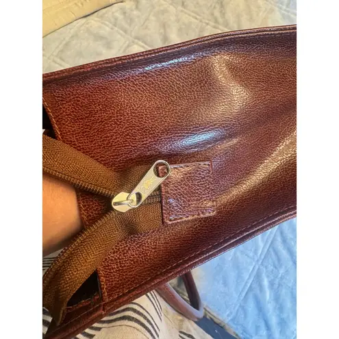 Paris Roma Brown Leather Tote Bag Handbag Purse Square Classic Elegant