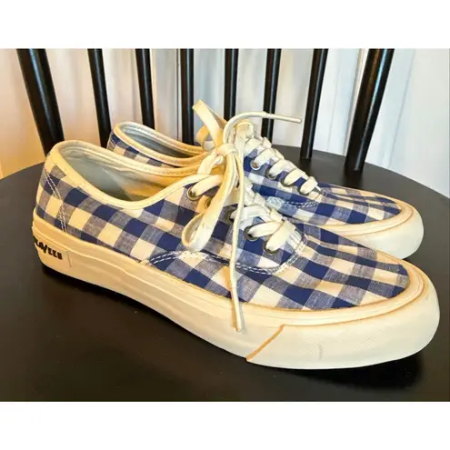 J.crew X Seavees blue gingham canvas sneakers 6