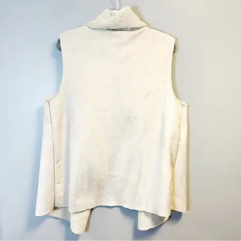 Madison & Lola Vest Faux Suede Cream Faux Shearling Vest w/ Open Front Sz 2X NWT