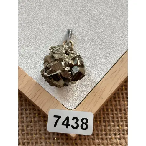 Pyrite Gemstone Pendant With Silver Loop Gold