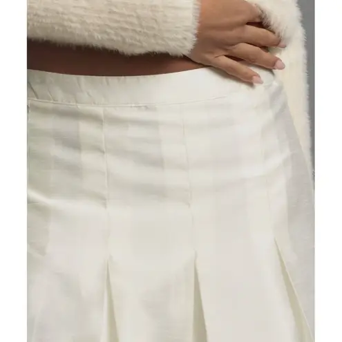 Maeve Anthropologie Pleated Taffeta Mini Skirt Size 8 Ivory