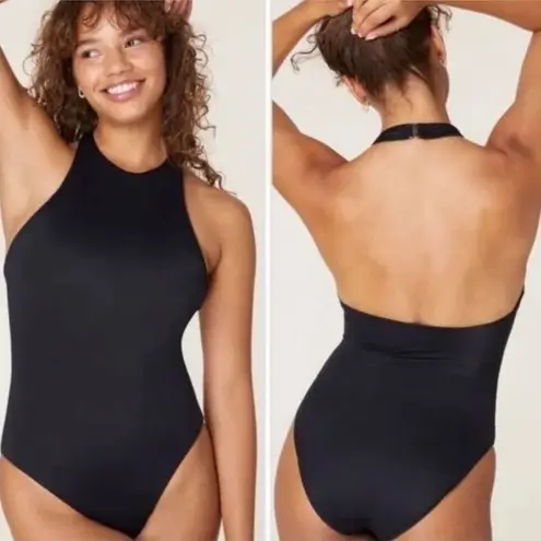 ANDIE  Swim Black Luzon Halter Strap One Piece Swimsuit Sz L NWT