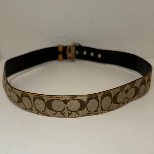 Coach  Signature Logo Belt Khaki/Tan Canvas and Brown Leather Y2K Butterfly Large - Image 6