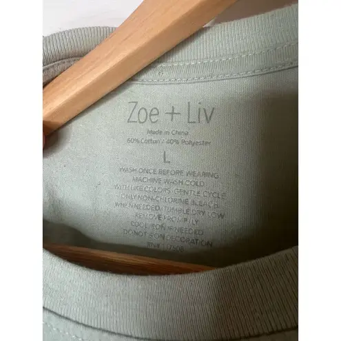 Zoe & Liv Baggy Butterfly Sage Green Crop Top Shirt Boxy T-Shirt Size Large L