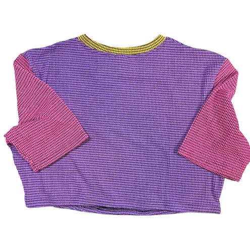 Agua Bendita Crop Top Hazel VNM Waffle Knit Colorblock Purple 3XL New
