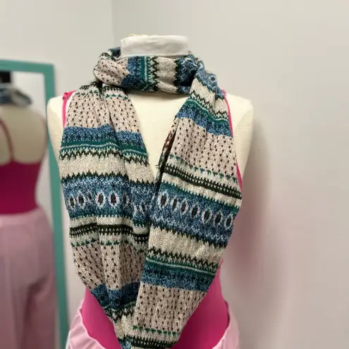 J. Jill Fair Isle Knit Infinity Scarf Blue