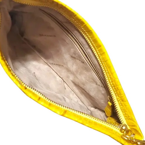 Brahmin Yellow Crocodile Embossed Wristlet Clutch