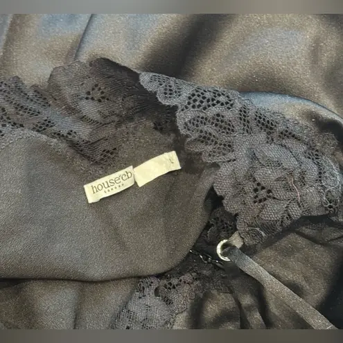 House Of CB NWOT 'Salma' Black Satin Slip Midi Dress sz. L