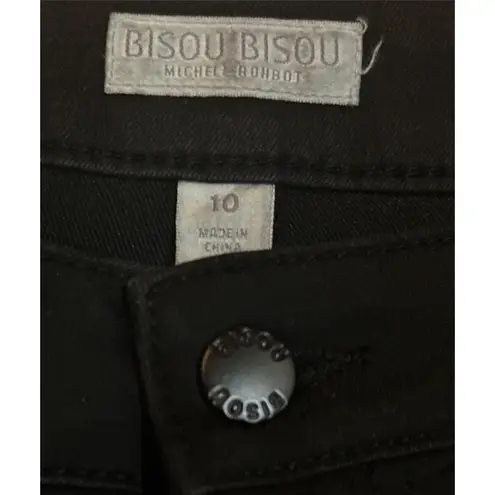 Bisou Bisou Michele Bohbot Womens Jeans Black Mid Rise Embroidered Size 10 EUC