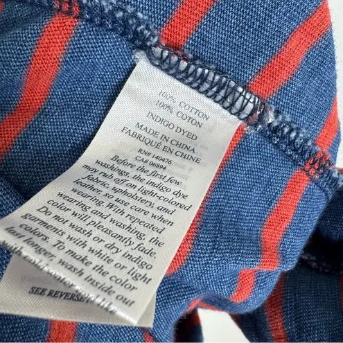 Faherty Cotton Striped Tie Shoulder Florence Dress Nautical Blue Size M