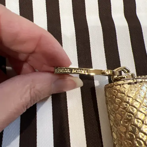 Henri Bendel Plaza Zip Around Wallet Clutch Python Snake Gold Blocked Leather