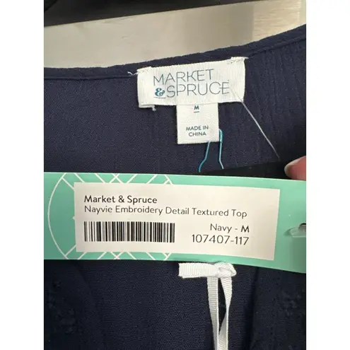 Market & Spruce Stitch Fix Embroidery Sleeveless Top Medium Navy Blue NWT