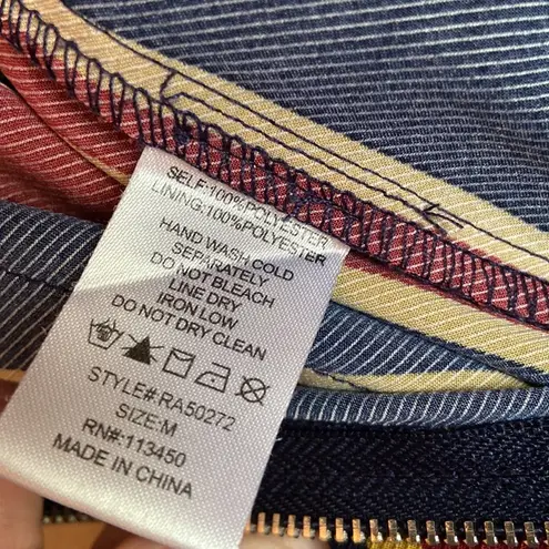 Lulumari Off-Shoulder Sleeveless Striped Jumpsuit Jumper Size M Navy Red Gold