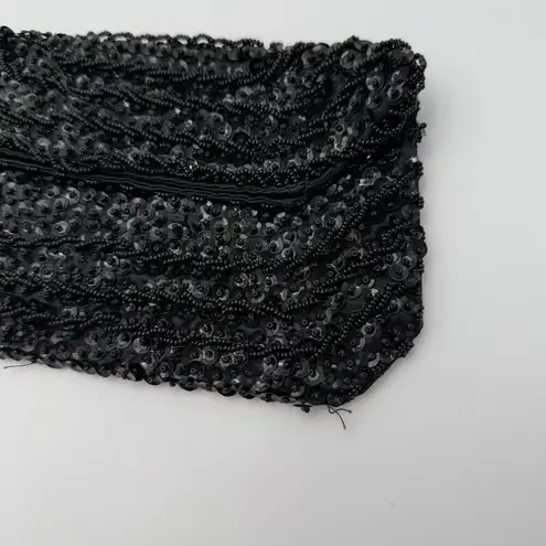 Vintage K. Gimbel Black Beaded Bag Pouch Evening Clutch Small Formal