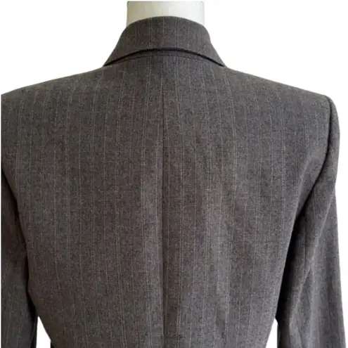 Evan Picone Suit Blazer Gray Pinstripe Faux Flap Pockets Blazer Jacket Size 6