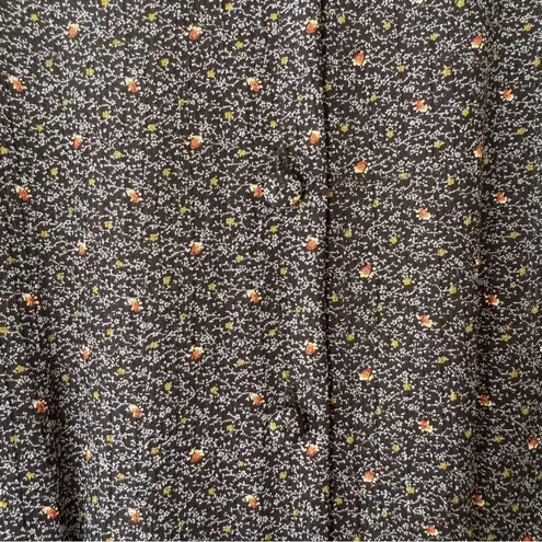 Vintage Floral Blouse Cottage Soft Modest Feminine Retro Layering Dark Academia Gray Size 10