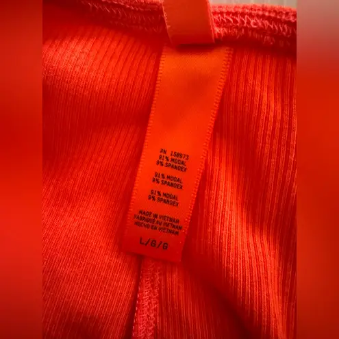 SKIMS NWT Soft Lounge Ruched Ribbed Flare Pants Leggings Red Orange Size Large