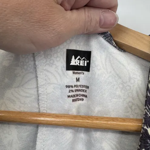 REI Athletic Hiking Dress Womens Medium Tan Purple Floral Print Zip Pocket