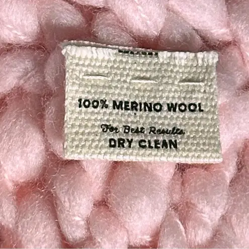 Free People x Loopy Mango Cabin Fever Pink Cable Sweater Tunic OS Merino Wool