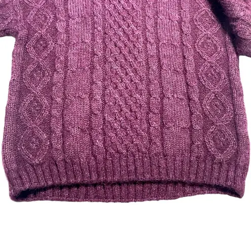 Vintage 90's Paris Sport Club Mohair Cable knit Sweater Berry Cottagecore SZ M Purple Size M