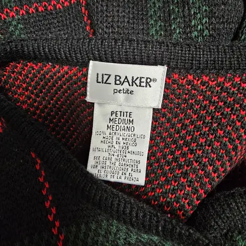 Liz Baker Vintage Black & Red Tartan Plaid Cardigan Size MP