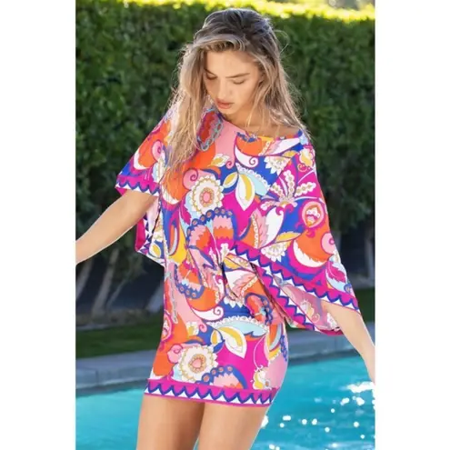 Trina Turk 💕💕 Sevilla Tunic ~ Swimsuit Coverup Multi-Color Print Small NWOT