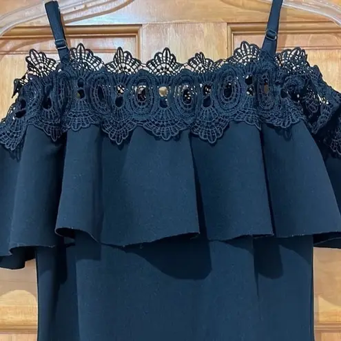 BCX Off the Shoulder Black Lace Dress Juniors Size 1