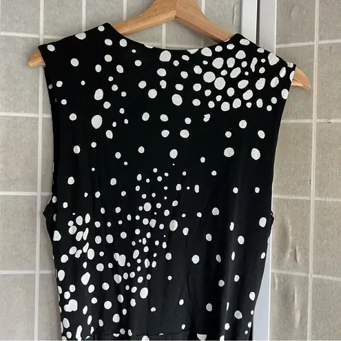 NWT Lascana Wrap Look printed dress sleeveless black white dotted dress size 10
