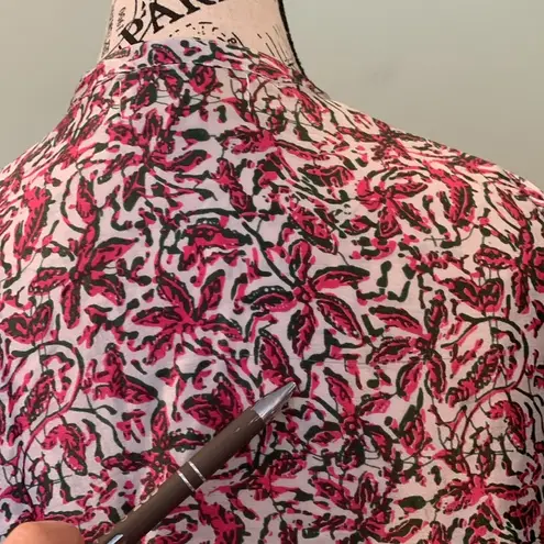 Natalie Martin Silk 3/4 Sleeve Tunic Blouse Top Pink Floral Print Women’s Small