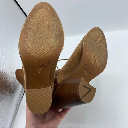 Intentionally Blank Pepper Leather Tie Boots size 37 7 tan brown suede