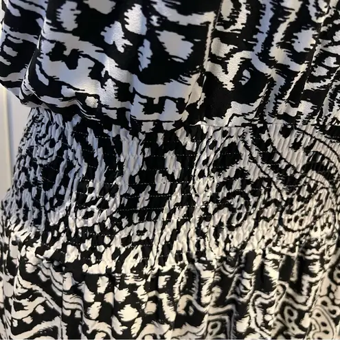 Chico's  3 Monochrome Paisley Mini Dress smocked waist