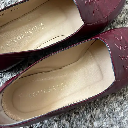 Bottega Veneta Women’s Intrecciato Braided Bordeaux Leather Loafers‎ Size 6.5