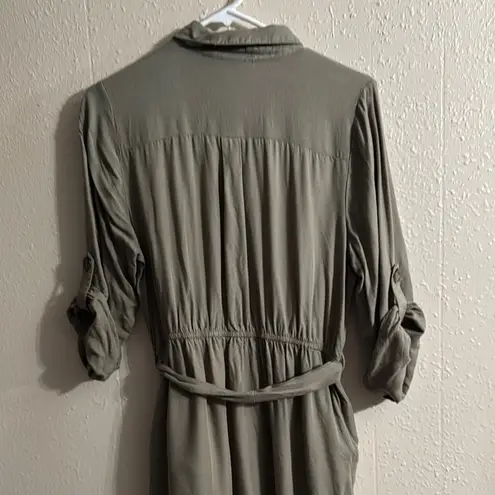 Indulge Green Buttoned Tie Front Dress 3/4 Sleeve