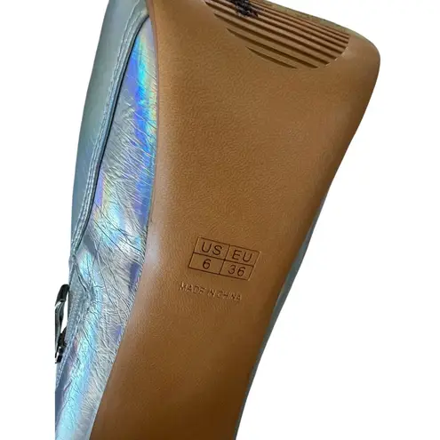 IRIDESCENT Silver Metallic Platform Heels Boots Size US 6