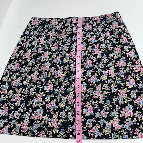 Vintage Blue skirt size 3 dark floral mini skirt black pink blue green yellow