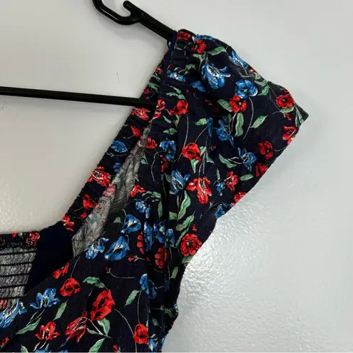 Draper James Navy Blue Ditsy Floral Sleeveless Flutter Midi Dress Size Large