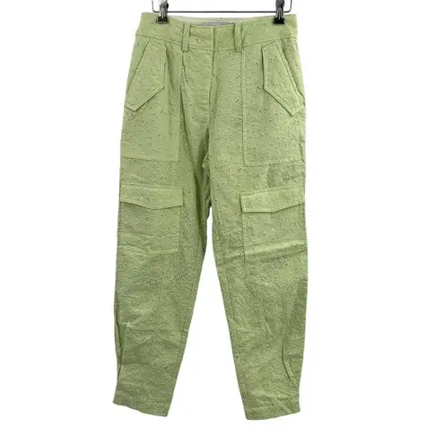 Derek Lam 10 Crosby Green Eyelet Mila Utility Pant Ankle Size 2 New