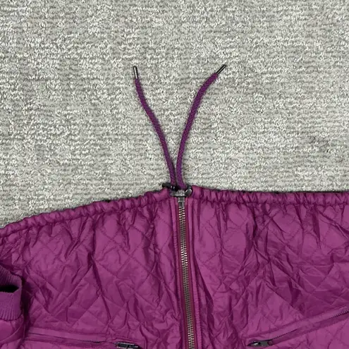 Free People  Easy Quilted Bomber Jacket Women Small Fuchsia Purple Oversized Boho
