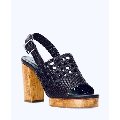 STAUD Black leather Woven Platform Sandals size 8