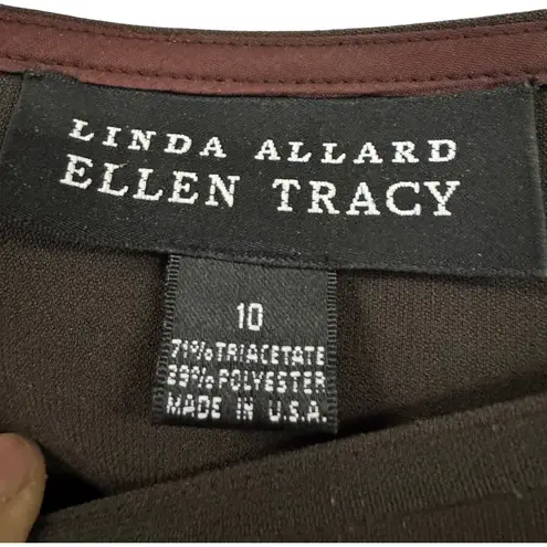Ellen Tracy Vintage Brown Top Made in USA Size 10 Triacetate Polyester Long
