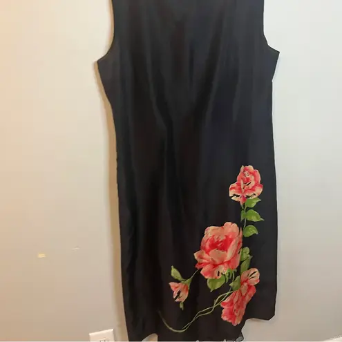 Talbots Elegant Black Dress with Floral Design