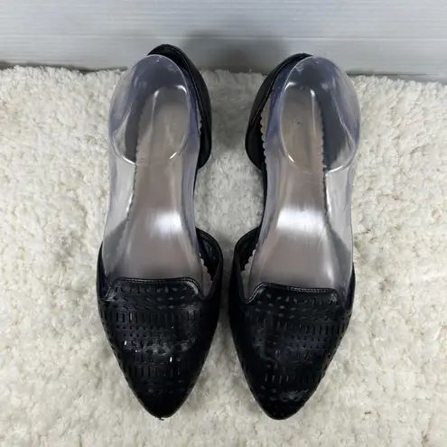 Isaac Mizrahi New York Black Pointed Toe D'Orsay Flats Vegan Perforated Size 8.5