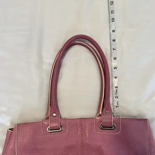 Levenger leather handbag satchel lavender with white piping clean inside EUC Purple - Image 11