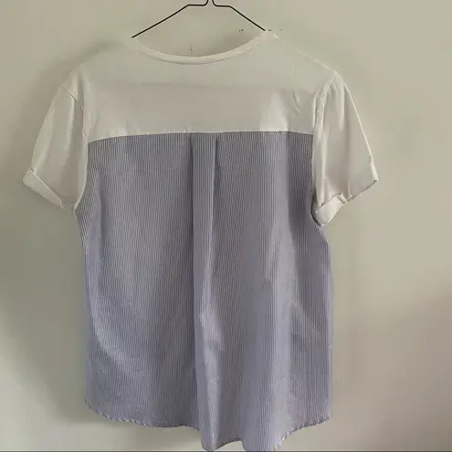 English Landing Blue White Stripe Top Sz Small High Low Flowy