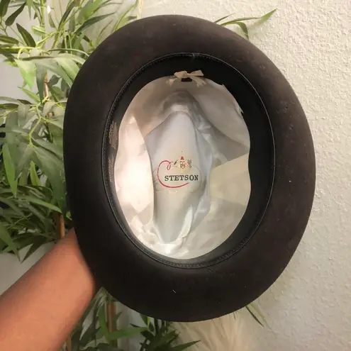 Royal John B Stetson Casino Gambler Panama Fedora Felt Wool Hat Cap Boater Vintage Sz 7 1/4 Brown Striped