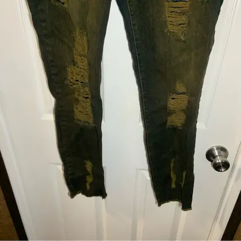REWASH Vintage Reunion  Blue/Brown Distressed Skinny Jeans 7/28