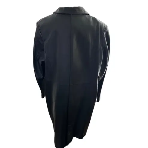 Quiet Luxury Lightweight Leather Trench Coat Black Long Women's L (A6) Minimal Size undefined