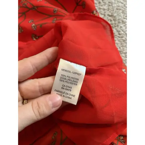 Tabitha Webb Flowered Dress Size 6 Red White Black Floral Lined Spaghetti Straps